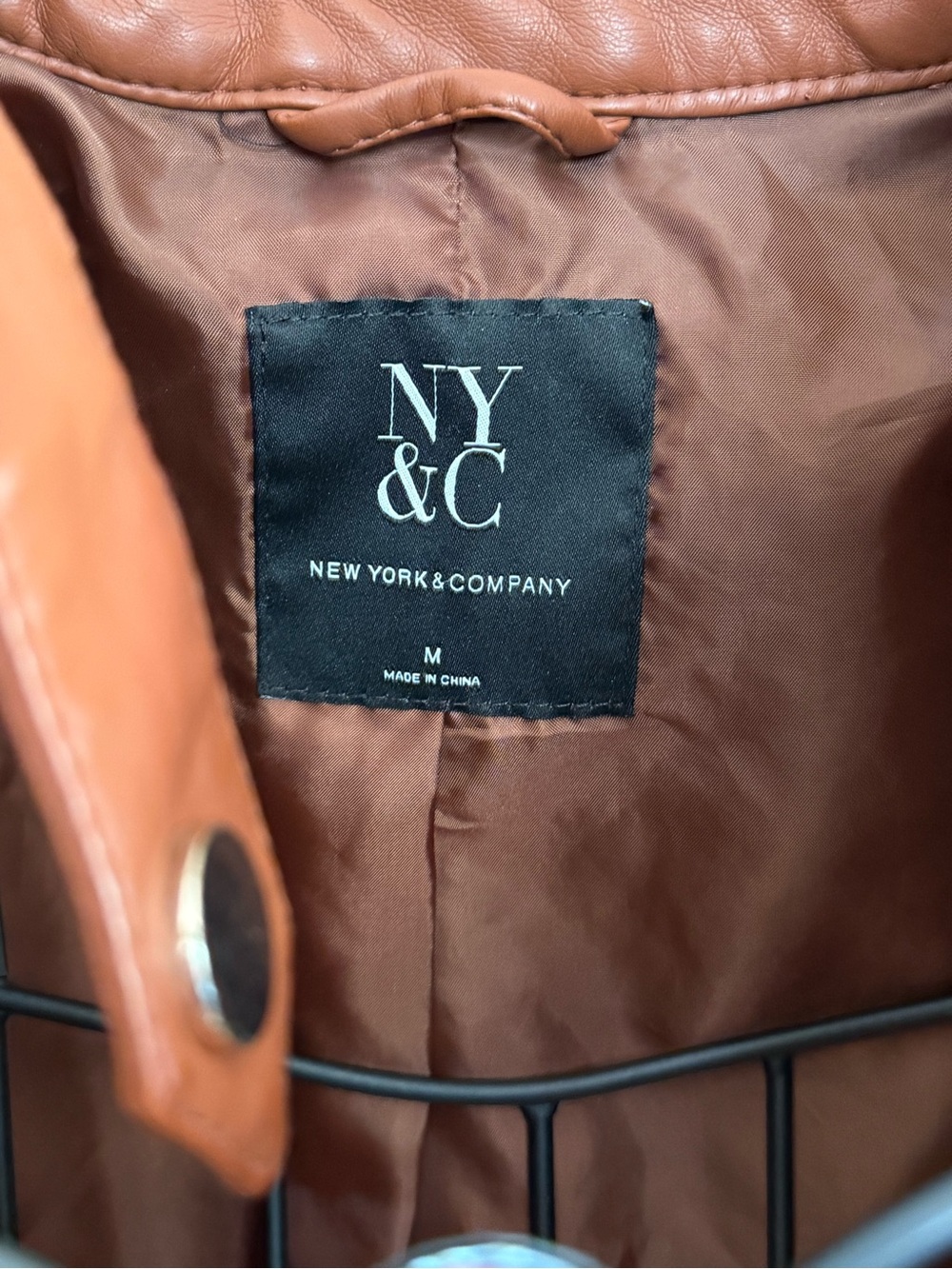 NWT New York & Company Brown Faux Leather Quilted Moto Jacket - Picture 4 of 12